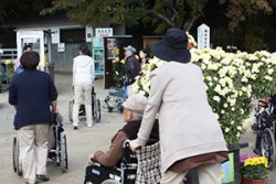 車いすで移動する様子